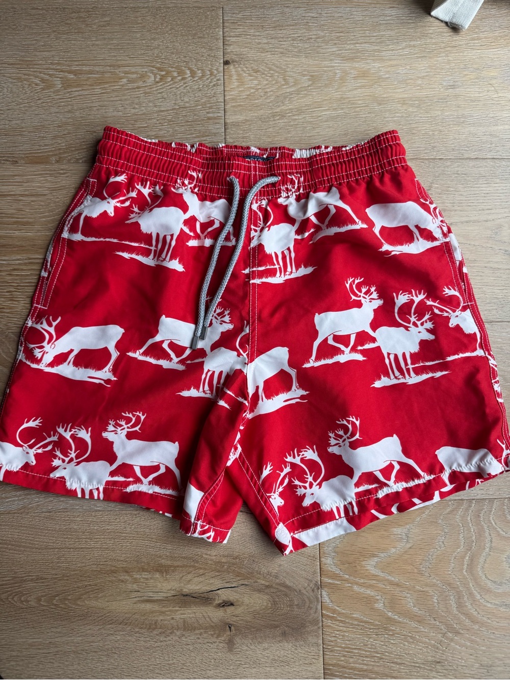 Vilebrequin Red and White Print Elastic Swim Shorts
